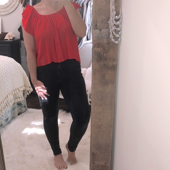 Altr’D State size small red boho tie sleeve top - Picture 1 of 6